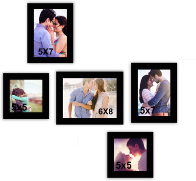 MakeHomeHappy MDF Photo Frame(Black, 5 Photos)