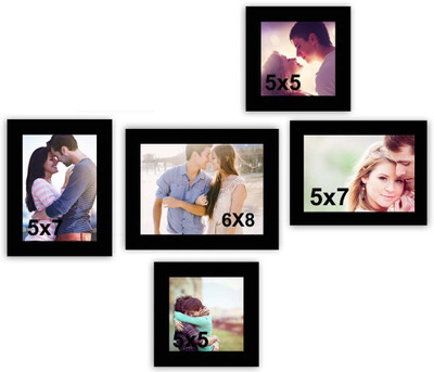 MakeHomeHappy MDF Photo Frame(Black, 5 Photos)