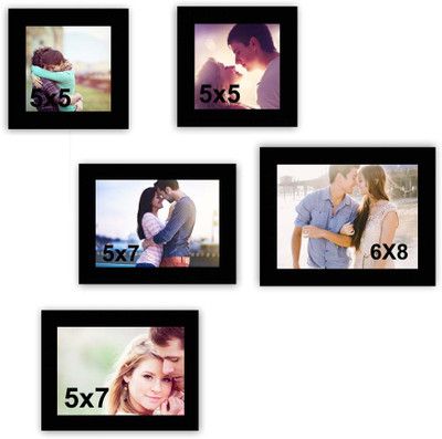 MakeHomeHappy MDF Photo Frame(Black, 5 Photos)