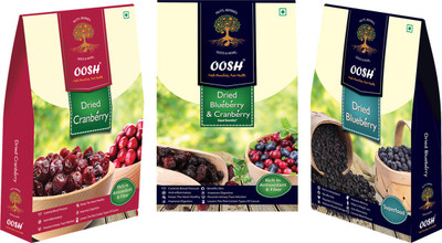 

Oosh Cranberry 250g, Blueberry 150g & Cranberry Blueberry Mix 200g ( Value pack of 3) Cranberries, Blueberry(600 g, Box)