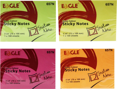 

Eagle 3 x 4 inch Sticky Notes Set of 4 Pads 100 Sheets Regular, 4 Colors(Neon- Orange, Pink, Yellow, Green)