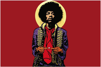 Jimi Hendrix Guitar God Music Poster Paper Print(18 inch X 12 inch)
