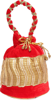 

Bagaholics Ethnic Velvet Potli Batwa Pouch Potli(Red)