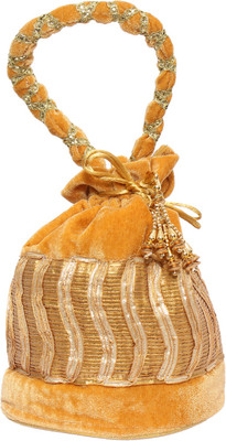 

Bagaholics Ethnic Velvet Potli Batwa Pouch Potli(Gold)