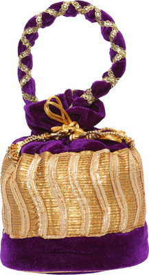 

Bagaholics Ethnic Velvet Potli Batwa Pouch Potli(Purple)