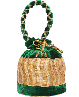 

Bagaholics Ethnic Velvet Potli Batwa Pouch Potli(Green)