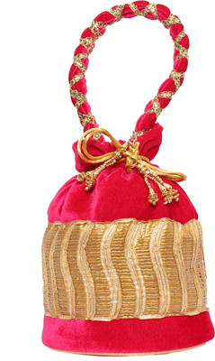 

Bagaholics Ethnic Velvet Potli Batwa Pouch Potli(Pink)