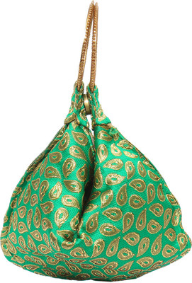 

Bagaholics Ethnic Silk Potli Batwa Pouch Potli(Green)