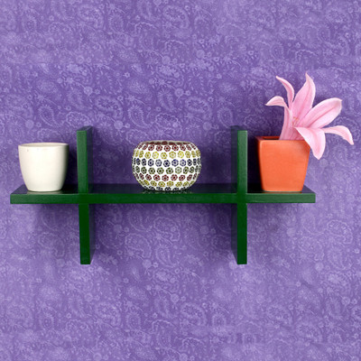 

OSE MDF WOOD H SHAPE WALL MOUNTED WALL RACK Wooden Wall Shelf(Number of Shelves - 3, Green)