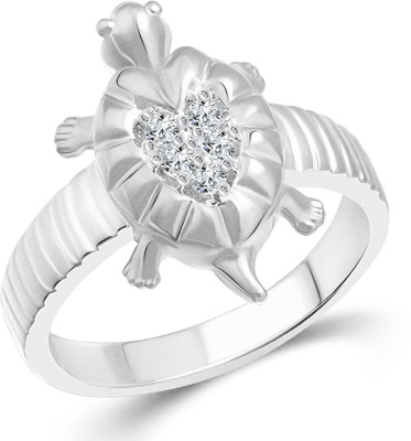 

Vighnaharta White Tortoise Alloy Cubic Zirconia Gold-plated Plated Ring, Silver