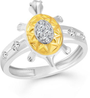 VIGHNAHARTA Divine Light Turtle Alloy Cubic Zirconia Rhodium Plated Ring
