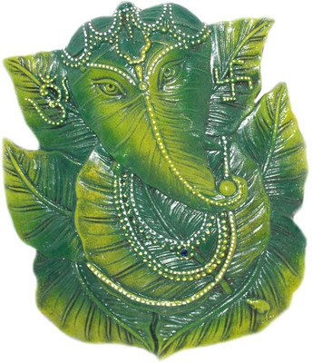 

Sarvsiddhi Ganesh Wall Hanging Leaf Design Decorative Showpiece - 3 cm(Terracotta, Green)