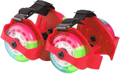 

skatik Adjustable Flashing Roller Quad Roller Skates - Size 12-16 UK(Red)