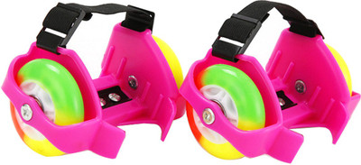 

skatik Adjustable Flasing Roller Quad Roller Skates - Size 12-16 UK(Pink)