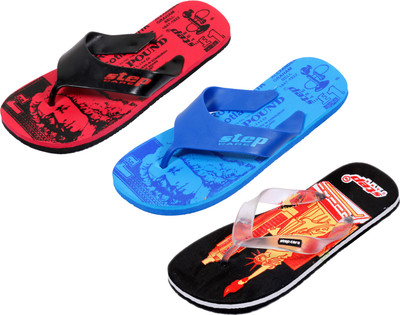 Indistar Flip Flops, Red:printed blue::printed red