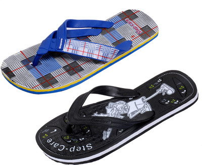 

Indistar Flip Flops, Blue check::black
