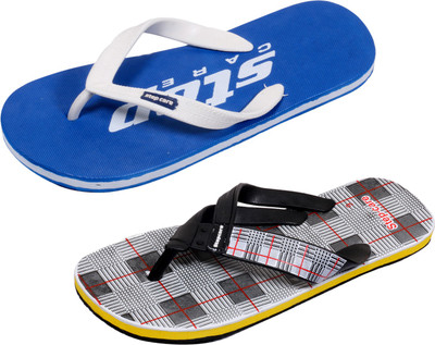 

Indistar Flip Flops, Plain blue::white check