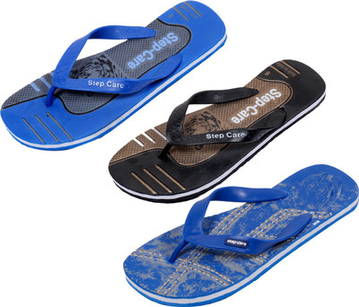 Indistar Flip Flops, Printed blue:brown::blue/grey