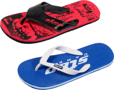 

Indistar Flip Flops, Printed red::plain blue