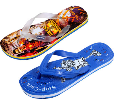

Indistar Flip Flops, Yellow printed::blue