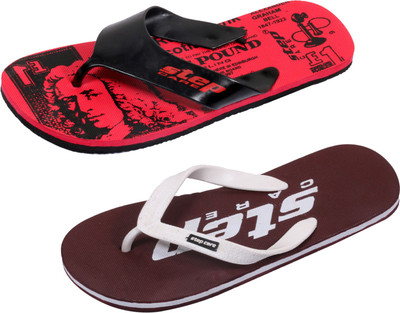 

Indistar Flip Flops, Printed red::brown step