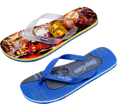 

Indistar Flip Flops, Yellow printed::blue/grey