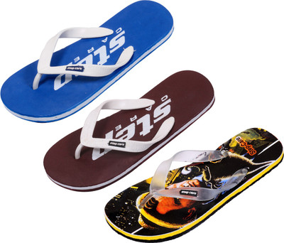 

Indistar Flip Flops, Printed blk:plain blue::brown step