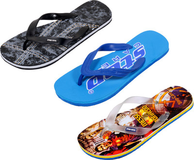 

Indistar Flip Flops, Blue:printed black::yellow printed