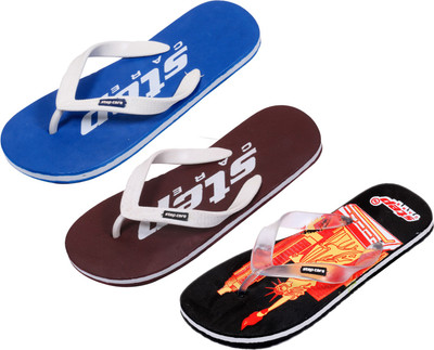 

Indistar Flip Flops, Red:plain blue::brown step
