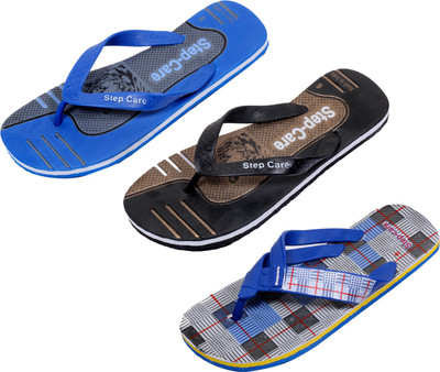 Indistar Flip Flops, Blue check:brown::blue/grey
