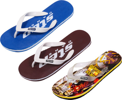 

Indistar Flip Flops, Printed yellow:plain blue::brown step