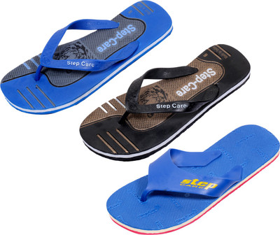 Indistar Flip Flops, Blue step:brown::blue/grey