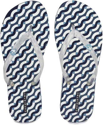 

Chemistry Patterned Flip Flops, Blue/white