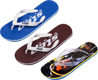 

Indistar Flip Flops, Printed black:plain blue::brown step