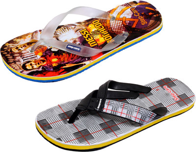 Indistar Flip Flops, Yellow printed::white check