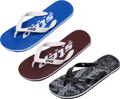 

Indistar Flip Flops, Printed black:plain blue::brown step