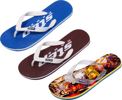 

Indistar Flip Flops, Yellow printed:plain blue::brown step