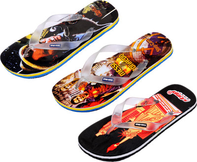 

Indistar Flip Flops, Red:printed black::yellow printed