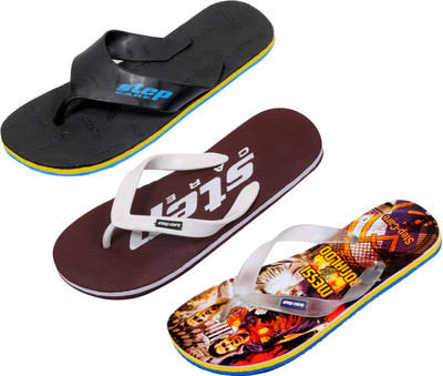 

Indistar Flip Flops, Yellow printed:brown step::black step