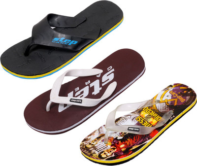 

Indistar Flip Flops, Printed yellow:brown step::black step