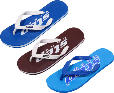 

Indistar Flip Flops, Blue:plain blue::brown step