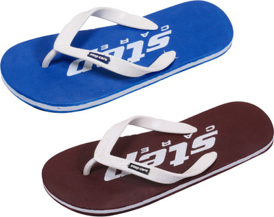 

Indistar Flip Flops, Plain blue::brown step