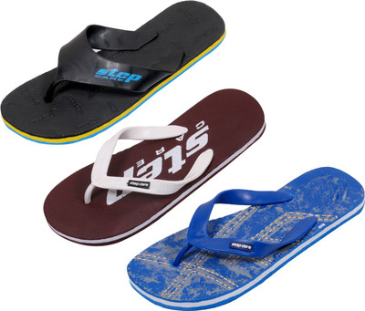 

Indistar Flip Flops, Printed blue:brown step::black step