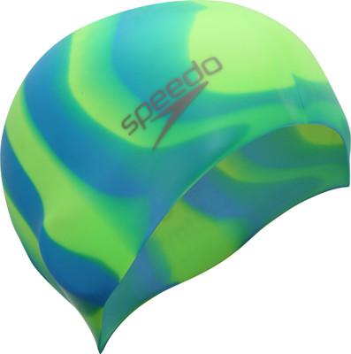 

Speedo Unisex-Junior Flat Silicone Swimming Cap(Green, Pack of 1), Blue;green