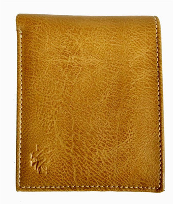 

R and A Men Yellow Genuine Leather Wallet(5 Card Slots)