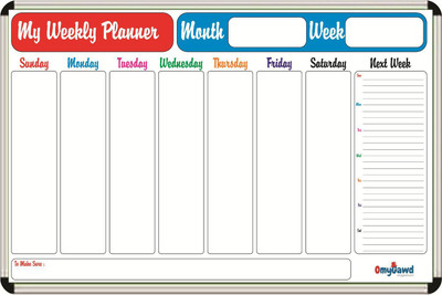 

BoardRite Regular Laminate My Weekly Planner Board(1.5 feet x 2 feet) by OmyGawd Whiteboards(Set of 0, White)