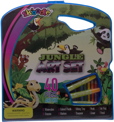 

SKOODLE Kids drawing 40 Pieces Jungle Coloring Kit Art Set