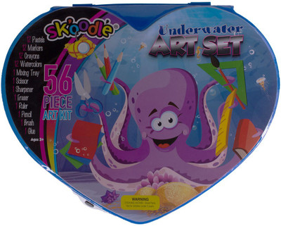 

SKOODLE Kids Heart Shape drawing 56 Pieces Undersea Coloring Kit Art Set
