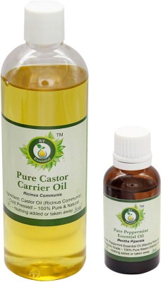 Flipkart - R V Essential Castor Carrier Oil (200ml) and Peppermint Essential Oil (30ml)- 100% Pure & Natural(230 ml)