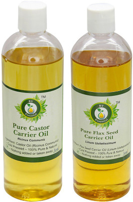 

R V Essential Castor (100ml) and Flax Seed Carrier Oil (100ml)- 100% Pure & Natural Cold Pressed(200 ml)